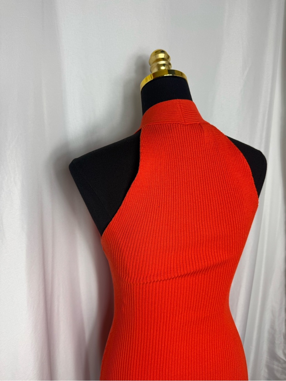 FOREVER 21 Orange Knit Criss Cross front Midi Dress S Sleeveless Ribbed NWT - Picture 5 of 5